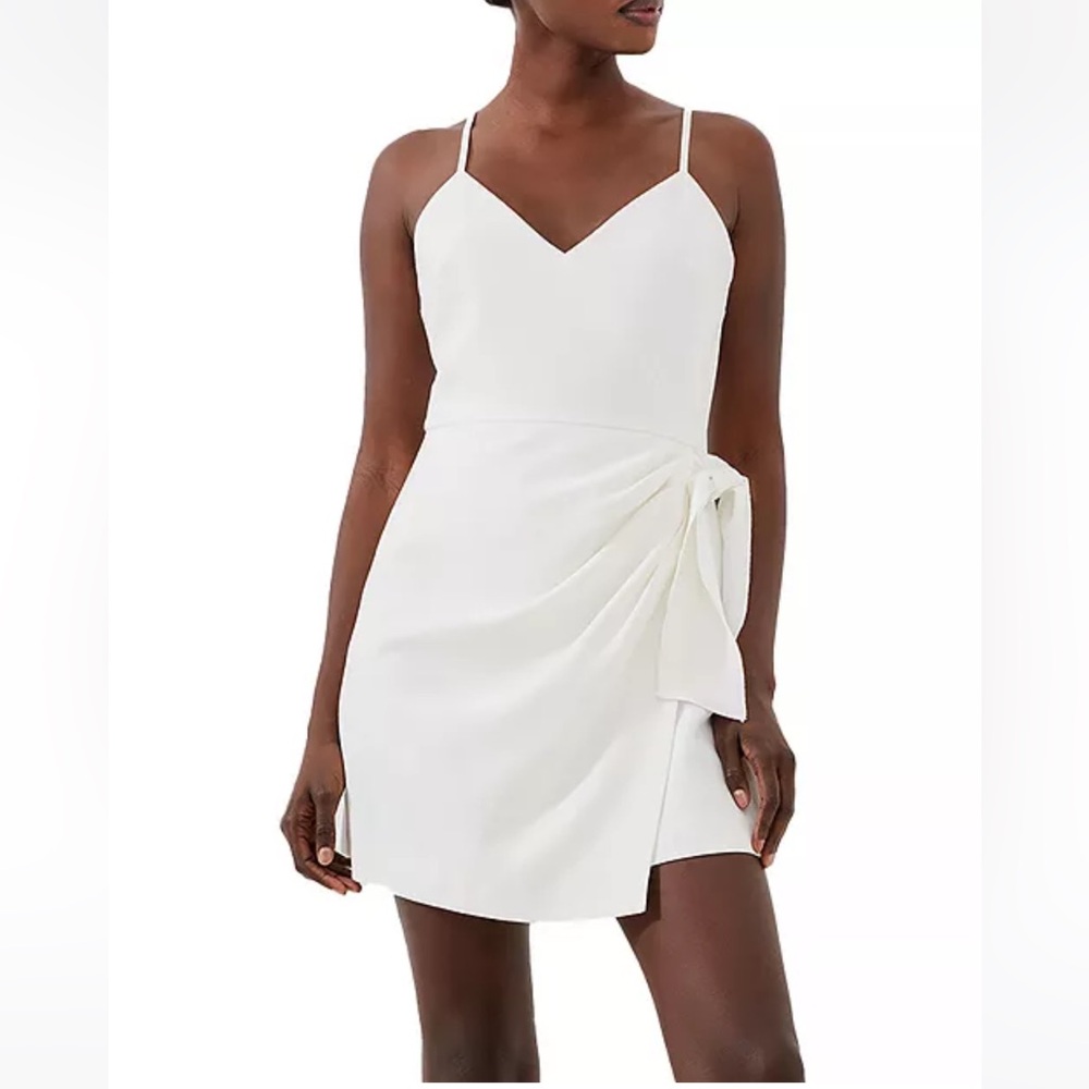 French Connection Whisper Mini White Tie Waist Dress